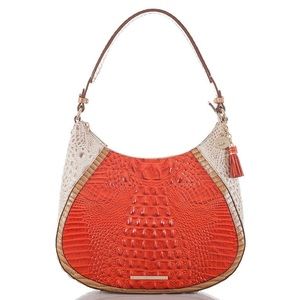Brahmin orange and beige Melbourne shoulder bag